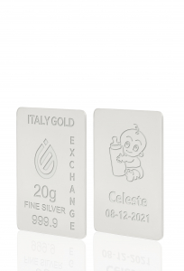 Lingote de Plata Pura 20 gr. para nacimiento - idea de regalo Eventos de celebración - IGE Gold
