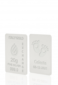 Lingotto Argento Puro 20 gr. per Nascita  - Idea Regalo Eventi Celebrativi - IGE Gold