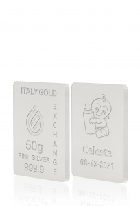 Lingote de Plata Pura 50 gr. para nacimiento - idea de regalo Eventos de celebración - IGE Gold