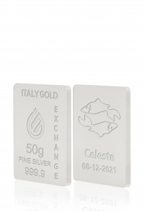Lingou de Argint Pur semn zodiacal Pești 50 g. - Idee Cadou Semne Zodiacale - IGE Gold