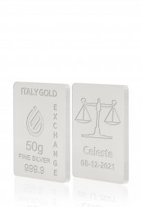 Sztabka Czyste Srebro 50 gr. ze znakiem zodiaku Waga - Pomysł na prezent Znaki Zodiaku - IGE Gold