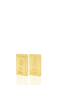 Lingotto Oro regalo Natale 14 Kt da 2 gr. - Idea Regalo Natale Amore Amicizia - IGE Gold