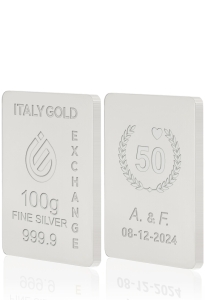 Lingotto Argento Puro 100 gr. per Anniversario di  matrimonio - Idea Regalo Eventi Celebrativi - IGE Gold