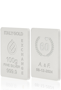 Lingotto Argento Puro 100 gr. per Anniversario di  matrimonio - Idea Regalo Eventi Celebrativi - IGE Gold