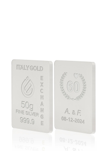 Lingotto Argento Puro 50 gr. per Anniversario di  matrimonio - Idea Regalo Eventi Celebrativi - IGE Gold
