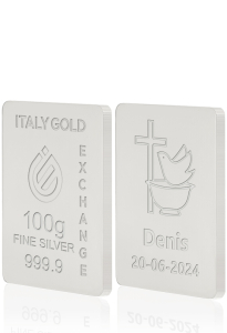 Lingotto Argento Puro 100 gr. per Battesimo  - Idea Regalo Eventi Celebrativi - IGE Gold