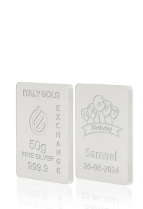 Lingotto Argento Puro 50 gr. per Compleanno  - Idea Regalo Eventi Celebrativi - IGE Gold