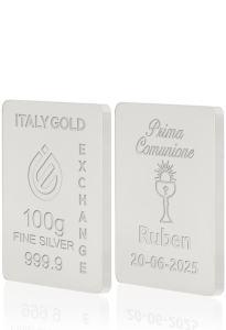 Sztabka Czyste Srebro 100 gr. w prezencie na Komunię  - Pomysł na prezent Komunia - IGE Gold