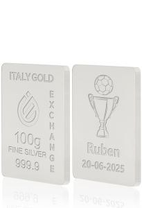 Lingotto Argento Puro 100 gr. coppa calcio - Idea Regalo Sport - IGE Gold