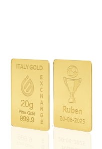 Lingotto Oro 24Kt da 20 gr.  coppa calcio - Idea Regalo Sport - IGE Gold