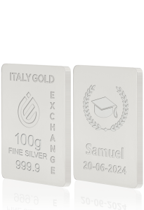 Lingot Argent Pur 100 g. pour Diplôme  - Idée cadeau Diplôme - IGE Gold