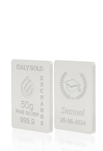 Lingot Argent Pur 50 g. pour Diplôme  - Idée cadeau Diplôme - IGE Gold