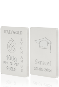 Lingote de Plata Pura 100 gr. para grado - idea de regalo Graduación  - IGE Gold