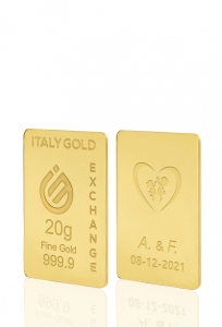 Lingotto Oro 24Kt da 20 gr. per Matrimonio  - Idea Regalo Eventi Celebrativi - IGE Gold