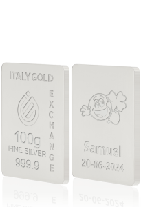 Sztabka Czyste Srebro 100 gr. w prezencie na Narodziny  - Pomysł na prezent Sztabki na Specjalne Okazje - IGE Gold