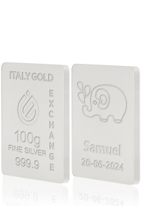 Sztabka Czyste Srebro 100 gr. w prezencie na Narodziny  - Pomysł na prezent Sztabki na Specjalne Okazje - IGE Gold
