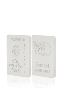 Sztabka Czyste Srebro 50 gr. w prezencie na Narodziny  - Pomysł na prezent Sztabki na Specjalne Okazje - IGE Gold