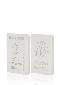 Lingot Argent Pur 50 g. pour Naissance - Idée cadeau Événements de célébration - IGE Gold