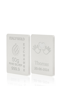 Sztabka Czyste Srebro 50 gr. w prezencie na Narodziny  - Pomysł na prezent Sztabki na Specjalne Okazje - IGE Gold