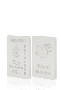 Reines Geburtsgeschenk Silberbarren aus 50 g - Geschenk-Ideen Feierlichen Veranstaltungen - IGE Gold