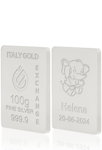 Sztabka Czyste Srebro 100 gr. w prezencie na Narodziny  - Pomysł na prezent Sztabki na Specjalne Okazje - IGE Gold