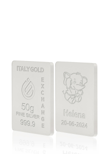 Sztabka Czyste Srebro 50 gr. w prezencie na Narodziny  - Pomysł na prezent Sztabki na Specjalne Okazje - IGE Gold