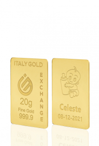 Lingotto Oro 24Kt da 20 gr. per Nascita  - Idea Regalo Nascita - IGE Gold