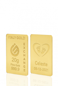 Lingotto Oro 24Kt da 20 gr. per Nascita  - Idea Regalo Nascita - IGE Gold