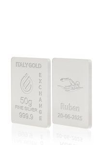 Lingotto Argento Puro 50 gr.  sport nuoto - Idea Regalo Sport - IGE Gold