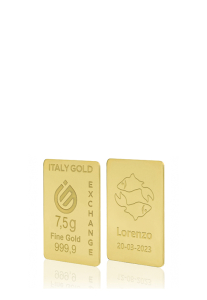 Lingotto Oro 24Kt da 7,5 gr. segno zodiacale Pesci  - Idea Regalo Segni Zodiacali - IGE Gold