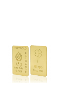 Gold ingot Good Luck Charms - Four-leaf clover - 24Kt - 5gr - Gift Idea Good Luck Charm - IGE Gold