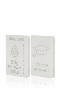Lingotto Argento Puro 50 gr. per Laurea  - Idea Regalo Eventi Celebrativi - IGE Gold