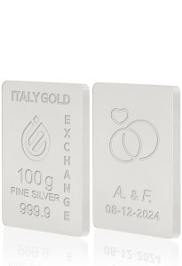 Lingotto Argento Puro 100 gr. per Matrimonio  - Idea Regalo Matrimonio ed Anniversari - IGE Gold