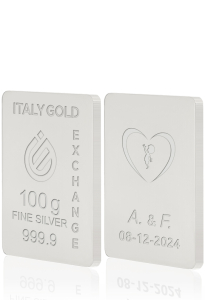 Lingotto Argento Puro 100 gr. per Matrimonio  - Idea Regalo Eventi Celebrativi - IGE Gold